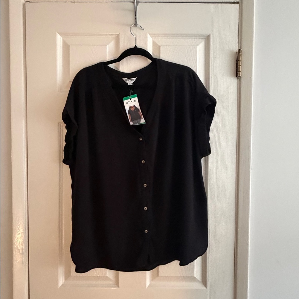 Orvis Black Button-Front Short Sleeve Shirt